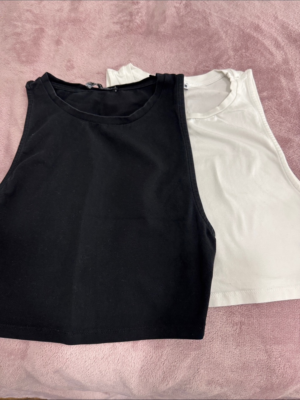 Zara Black and White Sleeveless Crop Tank Set